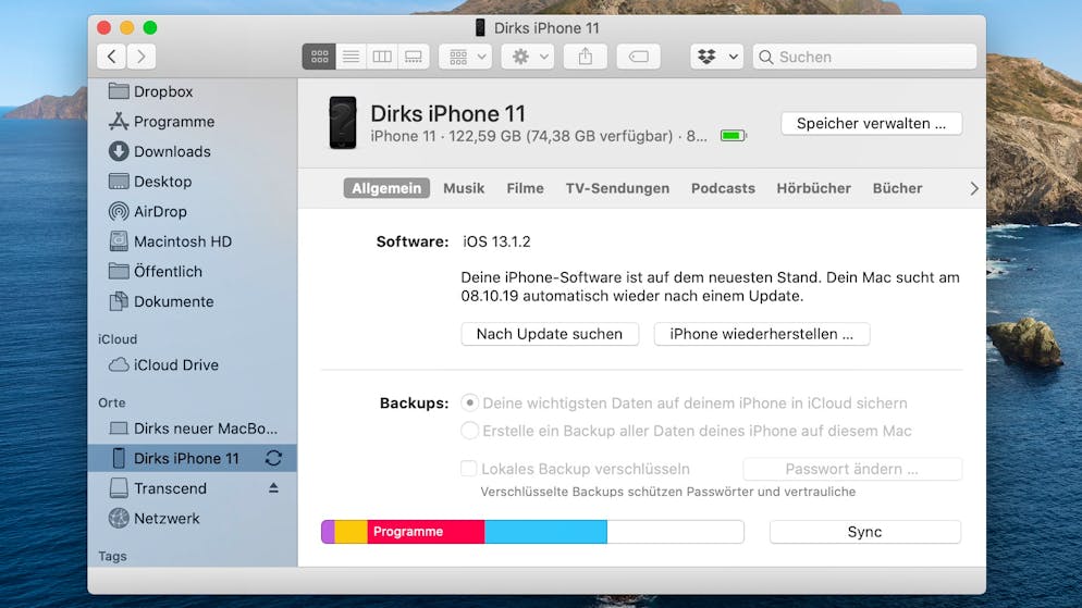 Die neuen Features von macOS Catalina. Doch wie synchronisiert man das iPhone mit dem Mac ohne iTunes? Das entsprechende Feature wurde einfach in den Finder verschoben.