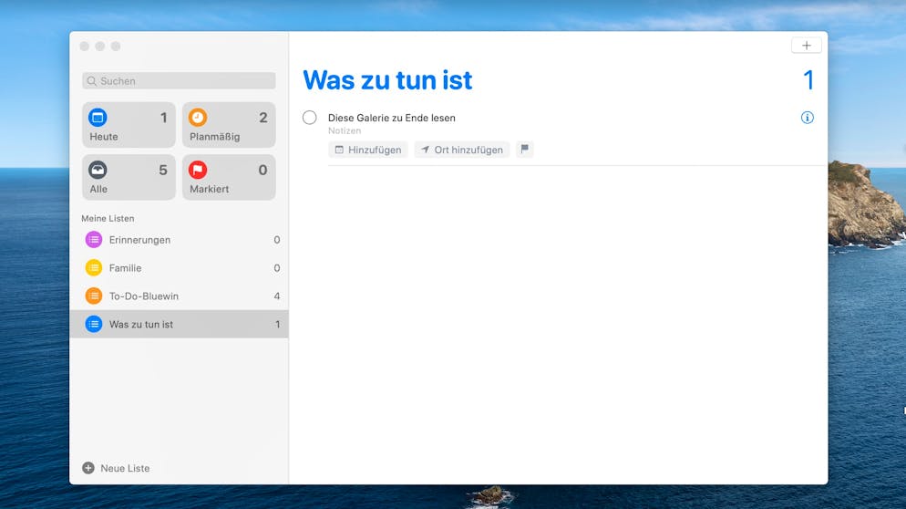Die neuen Features von macOS Catalina. Auch die Erinnerungen-App kommt nun im gleichen Design wie auf iOS 13 her.