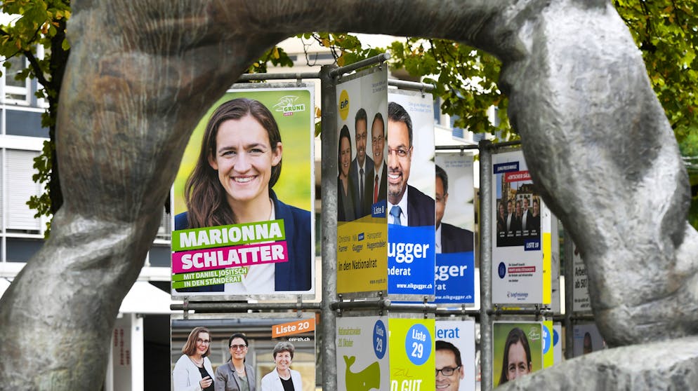 Auf zum Endspurt: Wahlplakate zu den kommenden eidgenössischen Wahlen vom 20. Oktober.