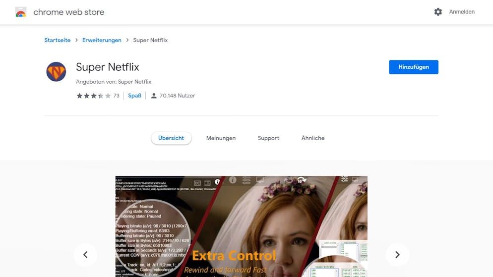 So Serien und Podcasts schneller abspielen. Netflix testet das Verändern der Wiedergabegeschwindigkeit gerade für einige ausgewählte Android-Nutzer, die Mehrheit der Netflix-Kunden hat diese Möglichkeit von Haus aus allerdings nicht. Hier kann die Chrome-Erweiterung Super Netflix helfen.