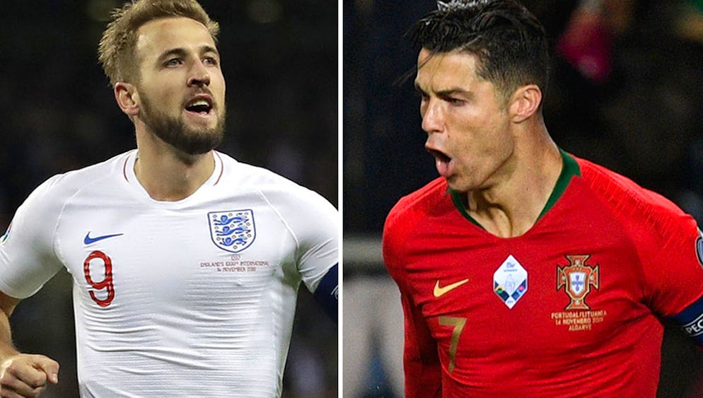 Harry Kane (links) und Cristiano Ronaldo (rechts) führen ihre Mannschaften in der EM-Qualifikation zu Kantersiegen.