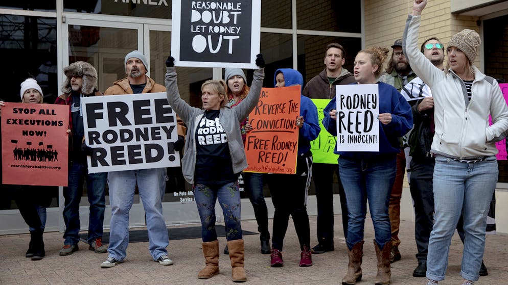 Una manifestazione di sostegno a Rodney Reed