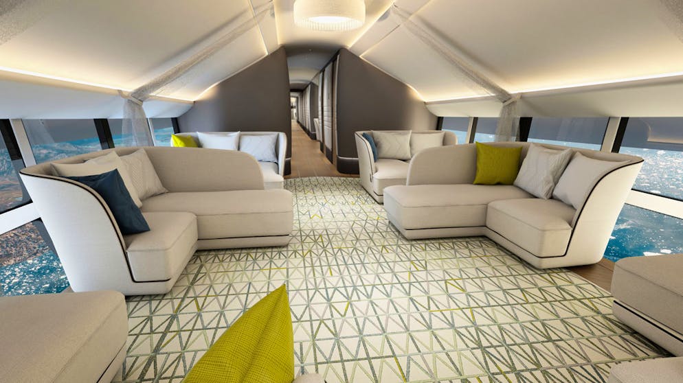 Im Fünf-Sterne-Luftschiff an den Nordpol. Die fabelhafte Aussicht kann in komfortablen Sesseln genossen werden. 