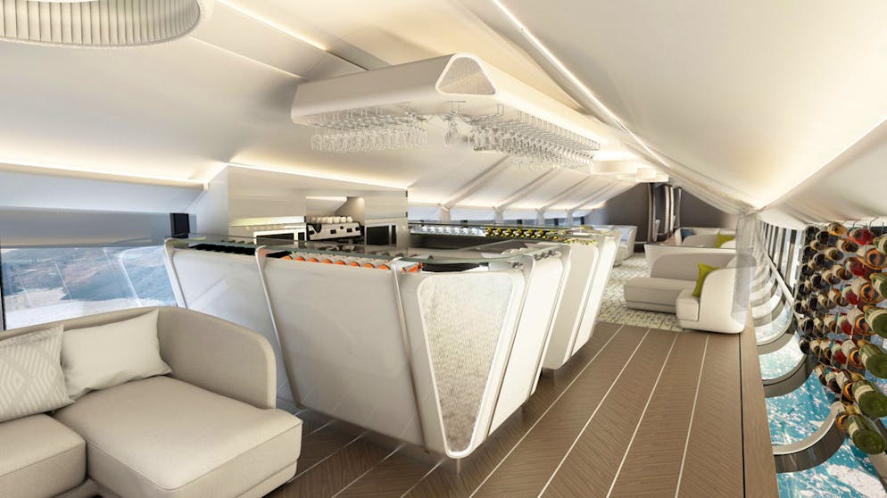 Im Fünf-Sterne-Luftschiff an den Nordpol. Erfrischungen kann man bei der Ersteklassereise sicher jederzeit an der Bar ordern. 