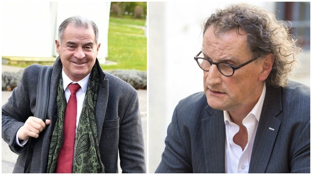 Geri Müller (links) stand vor fünf Jahren im Mittelpunkt einer Nacktfoto-Affäre. Nun muss sich der Zürcher PR-Berater Sacha Wigdorovits (rechts) unter anderem wegen versuchter Nötigung vor Gericht verantworten.