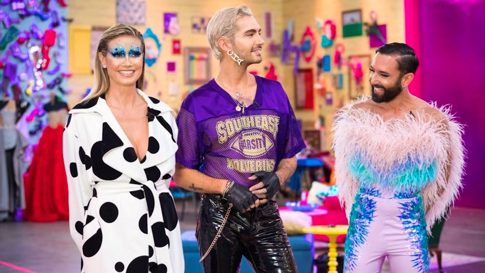 Eine happy Familie: Heidi Klum, Schwager Bill Kaulitz und Conchita Wurst.