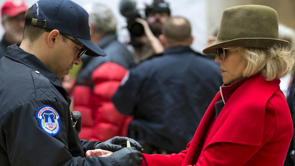 L'attrice e attivista è stata nuovamente arrestata ieri a Capitol Hill a Washington.