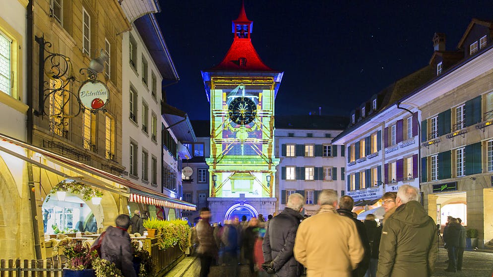 Stadt Thun will «Wasserzauber» im Aarebecken unterstützen. Das Lichtfestival in Murten ist vom Format her vergleichbar mit dem geplanten Thuner Wasserzauber.