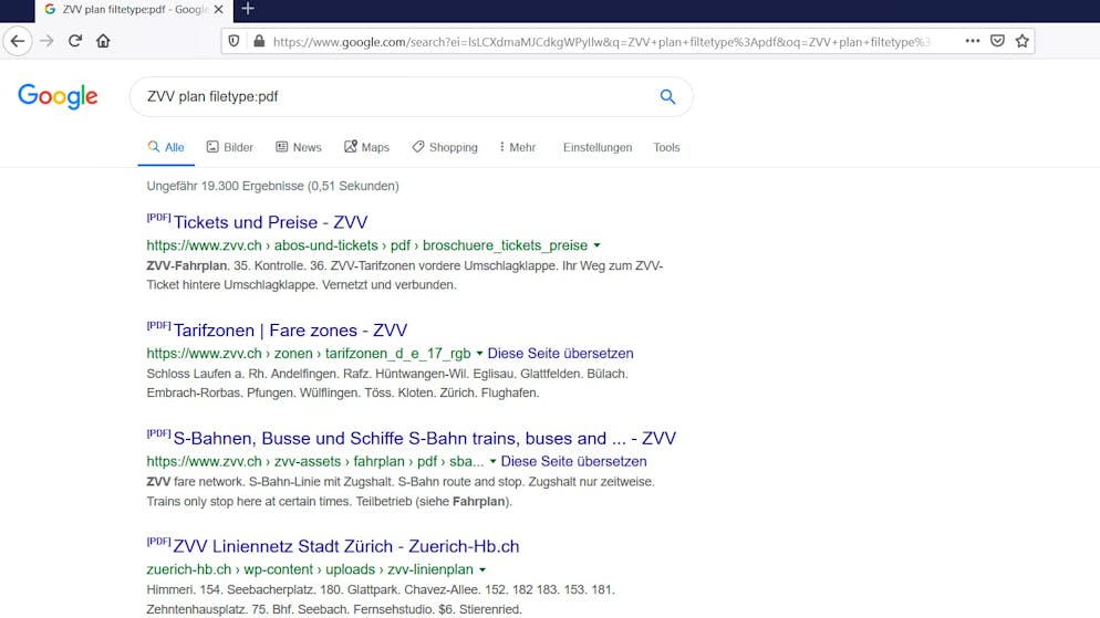 So wird man zum Google-Profi. Der Befehl «filetype:» gefolgt von einer Dateiendung sorgt dafür, dass nur Dateien dieses Types, etwa PDFs, angezeigt werden.