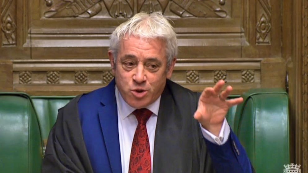 Zwar Parteikollege des Konservativen-Chefs Boris Johnson, aber ganz und gar kein Brexit-Befürworter: Ex-Speaker of the House of Commons John Bercow (hier noch in seiner Speaker-Robe im Parlament).