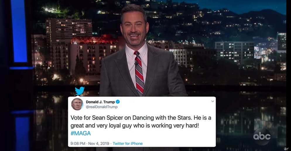 Dieser Tweet von Donald Trump wurde wieder entfernt – aber bleibt der Nachwelt dank Kimmel dennoch erhalten.