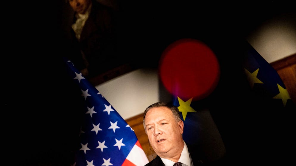 Pompeo warnt vor aggressiver Politik. US-Aussenminister Pompeo hält sich anlässlich des 30. Jahrestags des Mauerfalls zu einem Besuch in Deutschland auf.