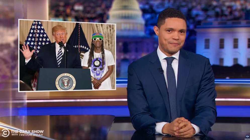 Donald Trump, Falvor Flav und Trevor Noah.