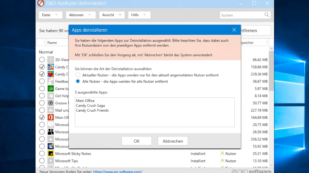Ganz einfach vorinstallierte Windows 10-Apps löschen