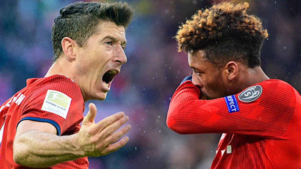 Robert Lewandowski (links) und Kingsley Coman sorgen für einen Eklat im Bayern-Training.