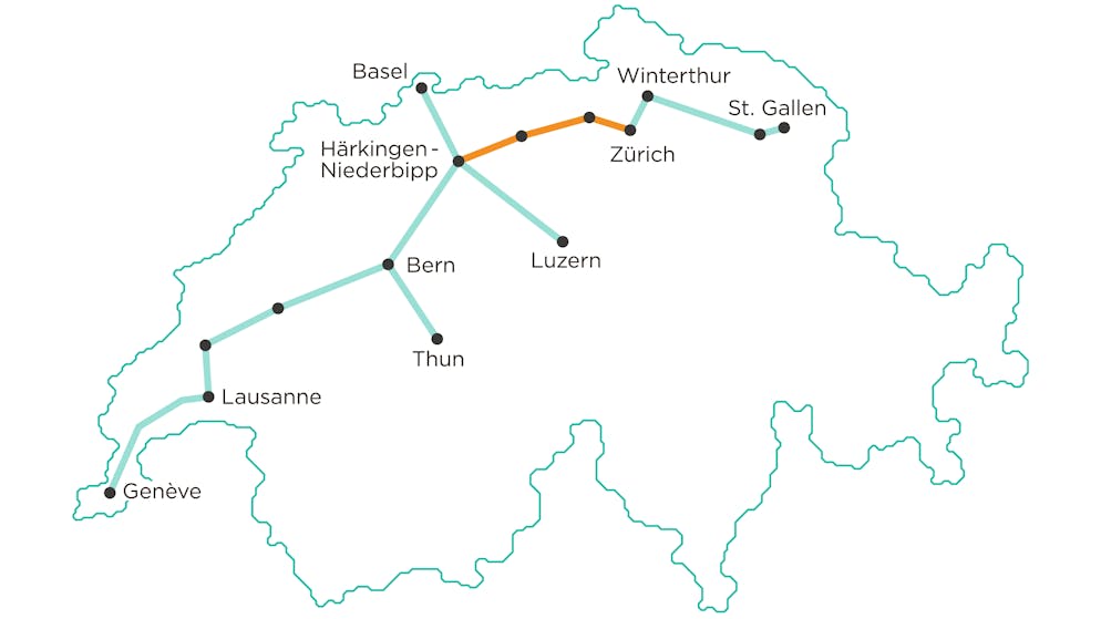 Cargo Sous Terrain: Güter unter die Erde. Cargo Sous Terrain soll laut den Initianten die wichtigsten Zentren des Mittellands erschliessen. Als erstes würde die Strecke von Härkingen nach Zürich realisiert.