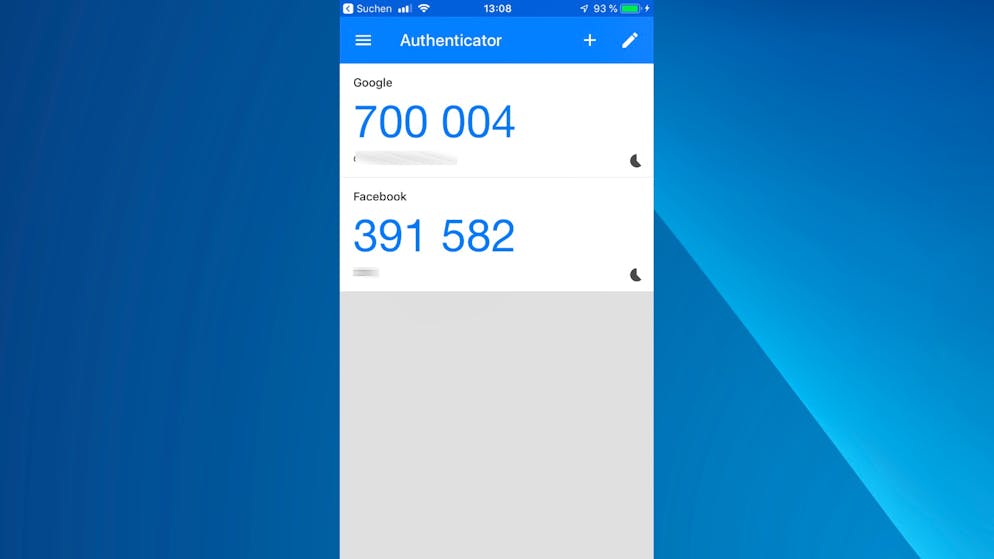 Das Facebook-Konto absichern. Die App erzeugt nun ständig neue Codes.