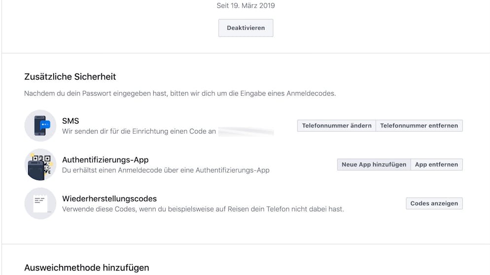 Das Facebook-Konto absichern. Beste Methode zum Schutz des Zugangs zum eigenen Facebook-Account ist die Aktivierung der Zwei-Faktor-Authentisierung. Einrichten lässt sich das in den Einstellungen unter «Sicherheit und Login» --- «Verwende die zweifstufige Authentifizierung».