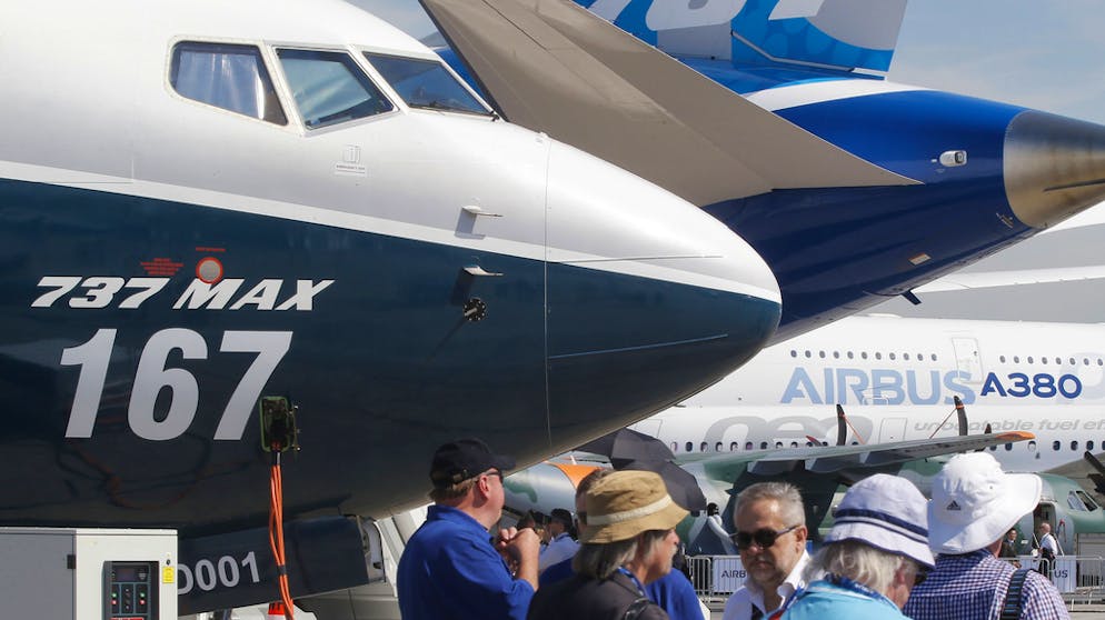 Paris Air Show 2019. Die 737 Max ist als Ladenhüter nach dem vergangenen Abstürzen.