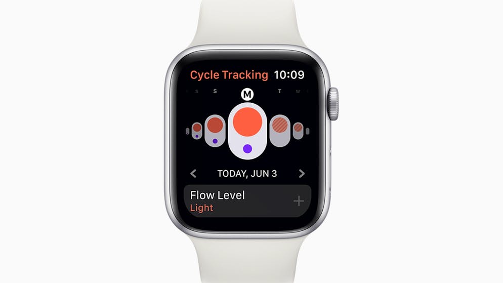 Das kann watchOS 6. Grosser Fokus der Apple Watch ist Gesundheit. Nutzerinnen können nun mit der Uhr ihren Menstruationszyklus protokollieren und auch zusätzliche Details wie die Stärke des Blutflusses festhalten.