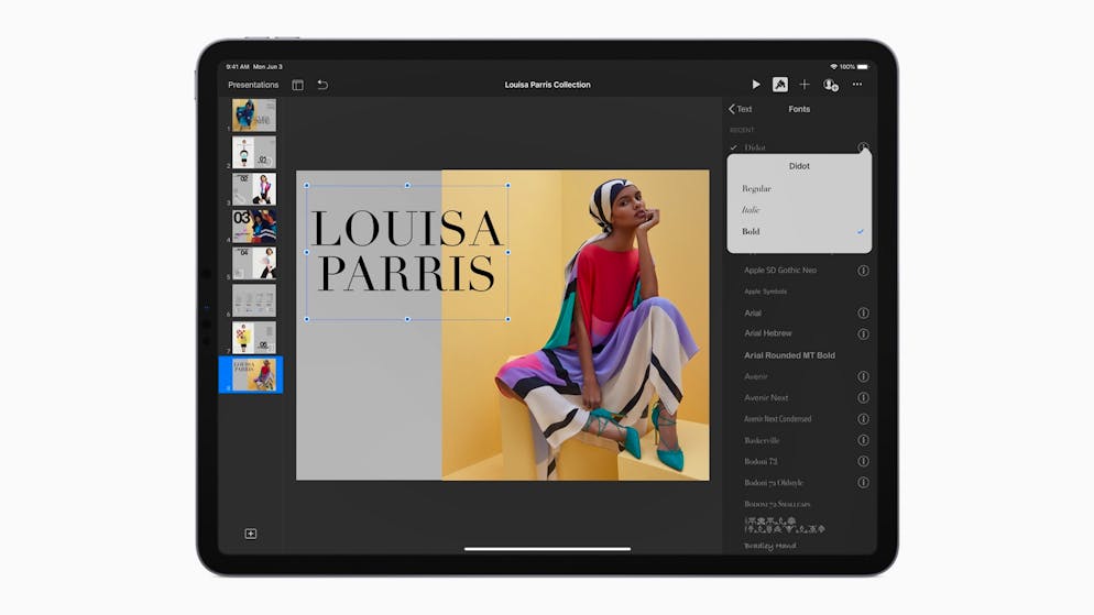 Das kann das neue iPadOS. Schliesslich kann man auch noch zusätzliche Schriftarten kaufen und für die eigenen Projekte einsetzen.