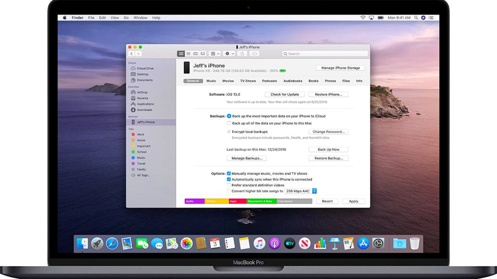 Die Synchronisierung mit iPhones läuft nun direkt über den Finder ab. 