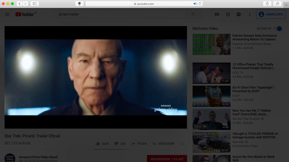 Safari mit Erweiterungen verbessern. Das macht, was es verspricht und dimmt bei Klick auf sein Symbol den Bildschirminhalt um ein Video herum.