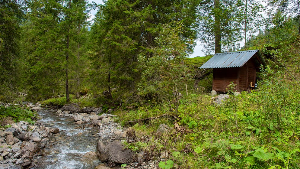 Wasserschloss Schweiz – alles im Fluss. ... steht ein Häuschen. Hier führt die Leitung das unter Druck stehende Wasser zur Turbine und danach wieder zurück in den Bach. Die so produzierte Energie reicht aus, um alle Alpbetriebe im Tal mit Elektrizität zu versorgen.