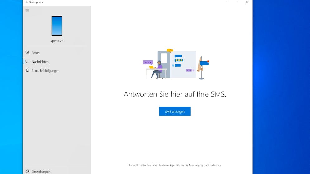 Android-Handy mit Windows verbinden. Auf dem PC kann man nun etwa die letzten 25 Fotos des Smartphones abrufen oder auf SMS antworten und diese verfassen. 