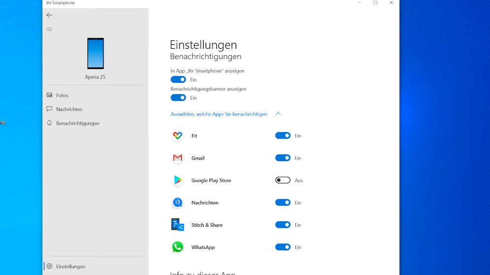 Android-Handy mit Windows verbinden. Alle Benachrichtigungen des Handys auch auf dem PC zu sehen, kann aber natürlich auch zu viel sein. Deshalb lassen sich die Benachrichtigungen in der «Ihr Smartphone»-App auf diese selbst beschränken, oder für einzelne Apps des Smartphones abschalten.