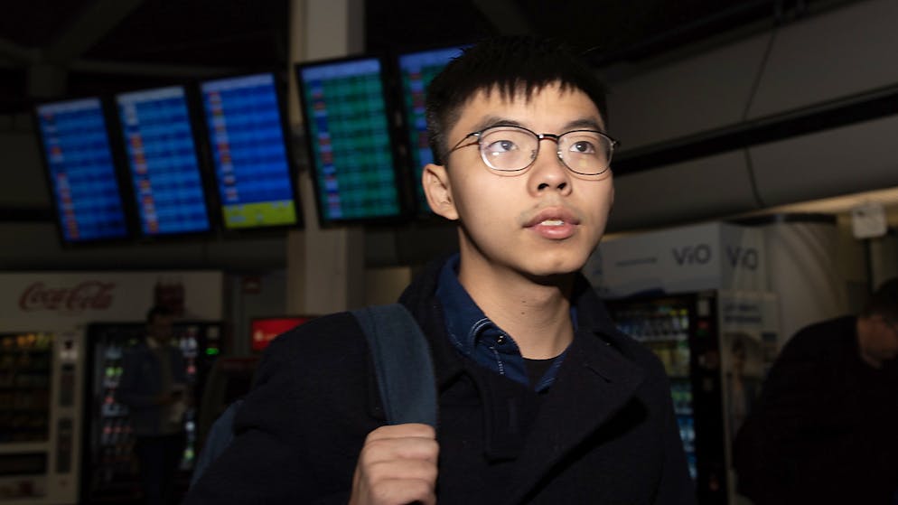 Joshua Wong al suo arrivo