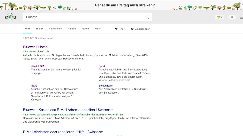 Das sind die besten Google-Alternativen. Nebenbei der Regenwald retten geht mit Ecosia. Diese verwendet ihre Werbeeinnahmen für das Pflanzen von neuen Bäumen. Die Suchergebnisse stammen hier von Bing.
