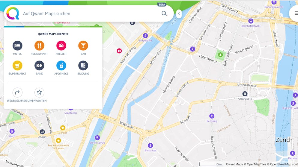 Das sind die besten Google-Alternativen. Der Kartendienst von Qwant greift auf Daten von OpenStreetMaps zurück.