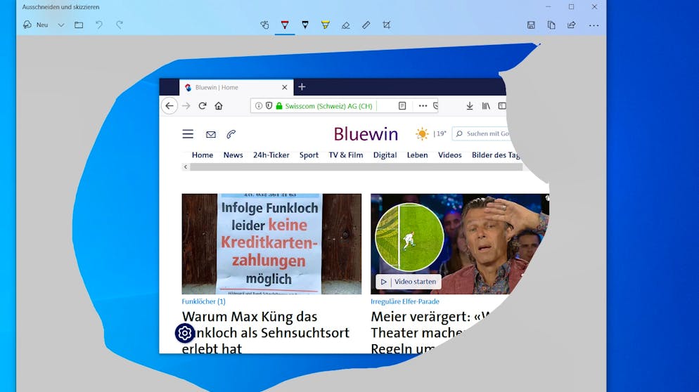 Screenshots auf Windows und Mac erstellen. Der erstellte Screenshot lässt sich dann direkt in der App weiterverarbeiten.