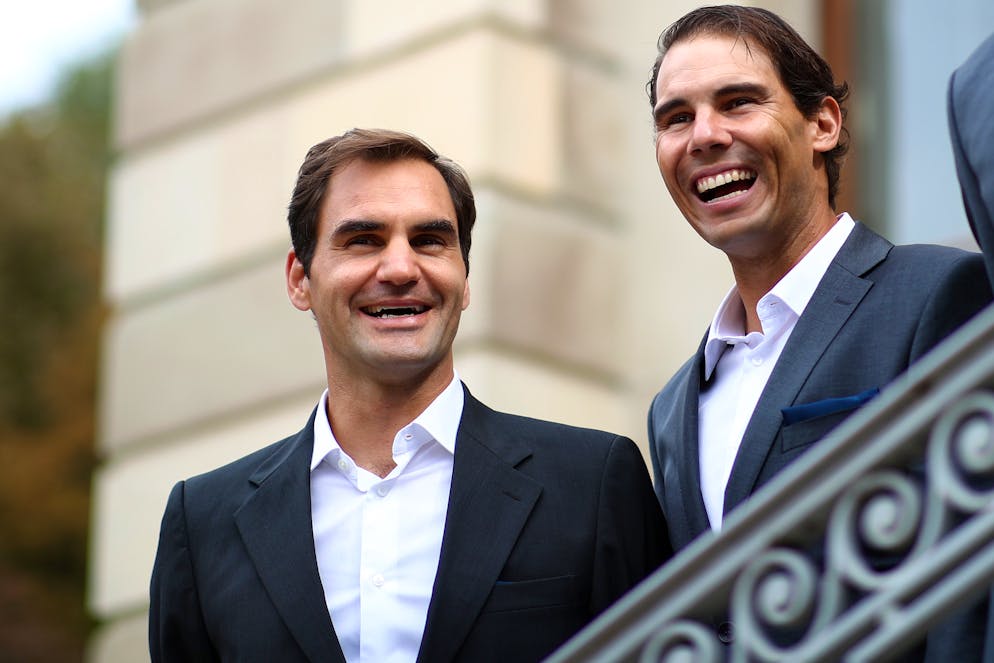 Roger Federer (sinistra) e Rafael Nadal a Ginevra