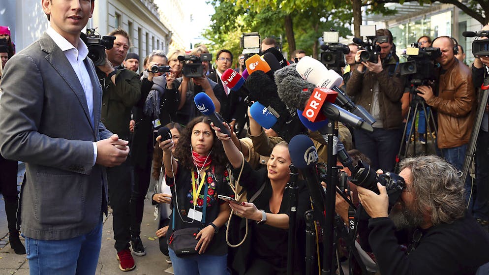 Parlamentswahl in Österreich begonnen. Ex-Kanzler und ÖVP-Chef Sebastian Kurz zeigt sich nach der Stimmabgabe für die Parlamentswahl in Wien zuversichtlich. Er gilt als haushoher Favorit.