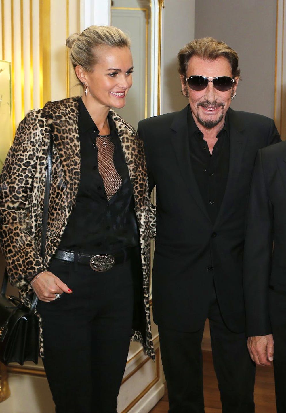 Johnny Hallyday et Laeticia lors d'une cérémonie à Paris en octobre 2015.