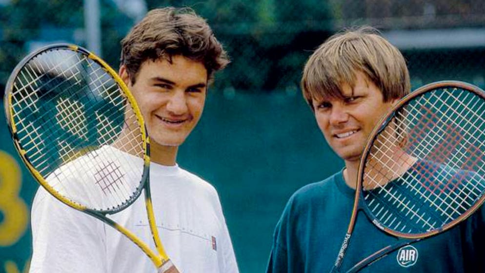 Roger Federer with Peter Carter.