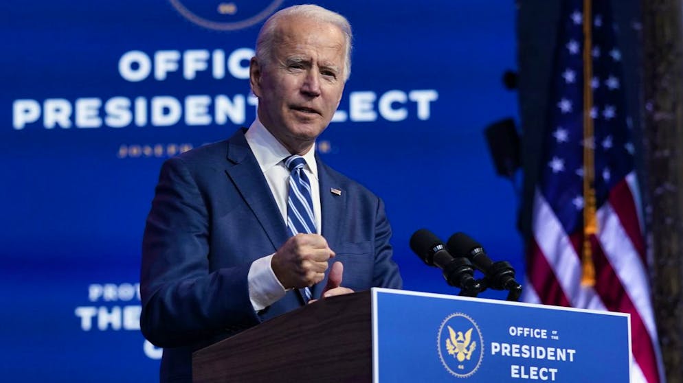 Amerikas gewählter Präsident Joe Biden bei einer Pressekonferenz am Dienstag in seiner Heimatstadt Wilmington (Delaware).