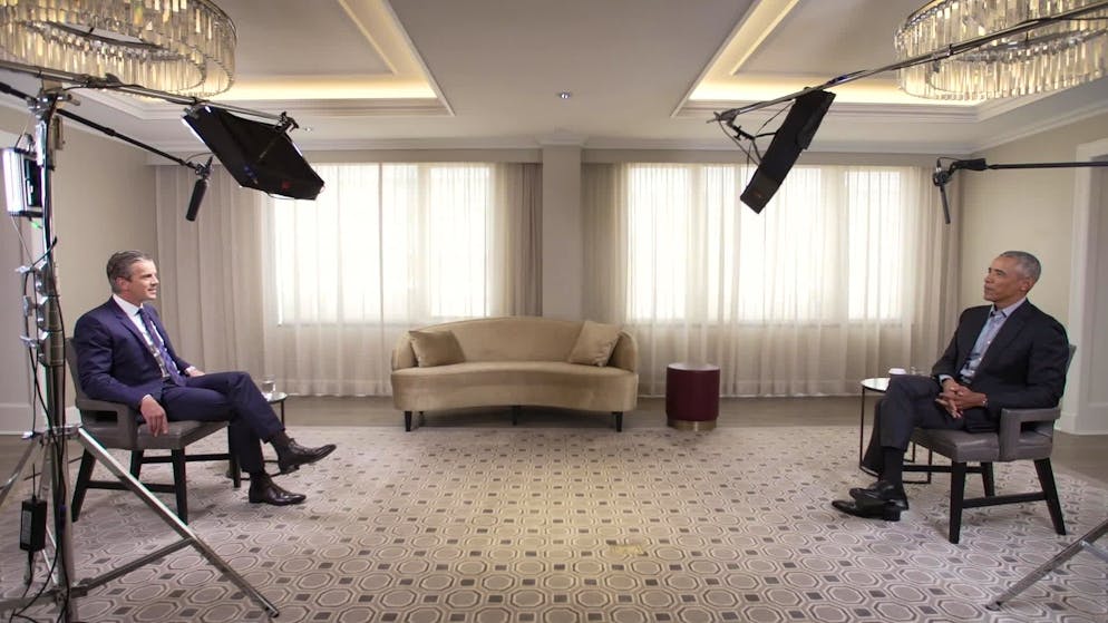«I've heard, you have a great fanbase in Germany»: Markus Lanz und Barack Obama beim Interview in Washington.