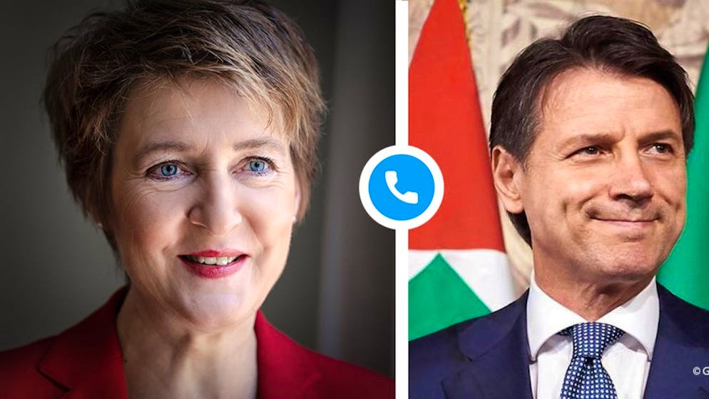 Sommaruga und Conte sprachen unter anderem über die Situation der Skigebiete während der Corona-Krise.