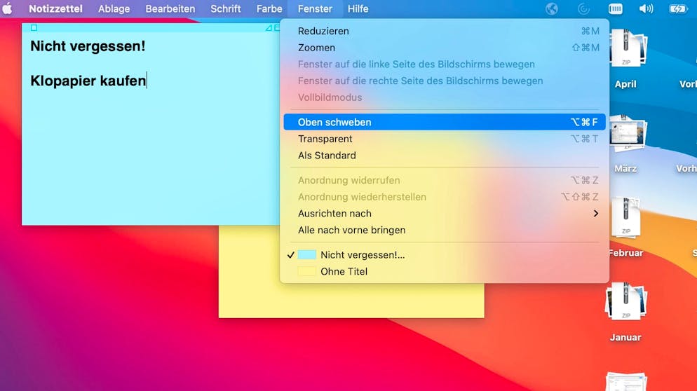 So nutzt man Notizzettel bei macOS und Windows 10