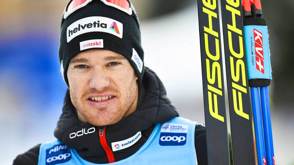 Dario Cologna of Switzerland reacts after the men's 15 km race at the Davos Nordic FIS Cross Country World Cup in Davos, Switzerland, on Sunday, December 15, 2019. (KEYSTONE/Gian Ehrenzeller)