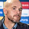 epa08793534 Ajax Amsterdam's coach Erik Ten Hag attends a press conference in Herning, Denmark, 02 November 2020. Ajax Amsterdam will play against FC Midtjylland in an UEFA Champions League group D soccer match on 03 November 2020. EPA/Henning Bagger DENMARK OUT