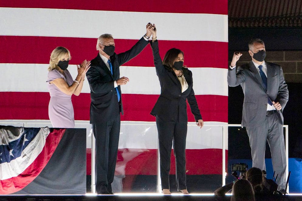 Biden und Harris beim Parteitag 2020. 