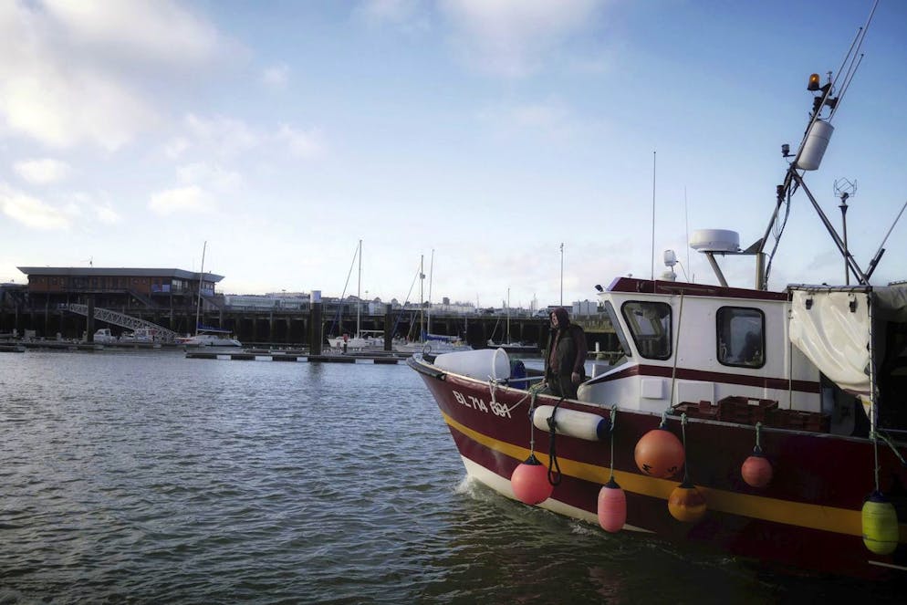 The Corentin-Lucas fishing boat prepares to dock at the port of Boulogne-sur-Mer, northern France, Thursday, Dec. 10, 2020. Fishing rights are a sticking point in negotiations between the U.K. and the European Union about a post-Brexit trade deal. The EU has demanded widespread access to British fishing grounds that historically have been open to foreign trawlers. But in Britain, gaining control of the fishing grounds was a main issue for the Brexiteers who pushed for the country to leave the EU. (AP Photo/Thibault Camus)