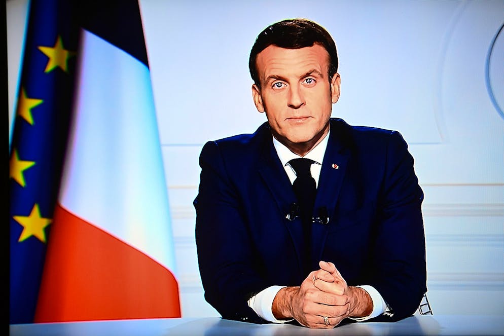 Emmanuel Macron, lors de son allocution, le 3 décembre 2020, depuis l'Elysée.