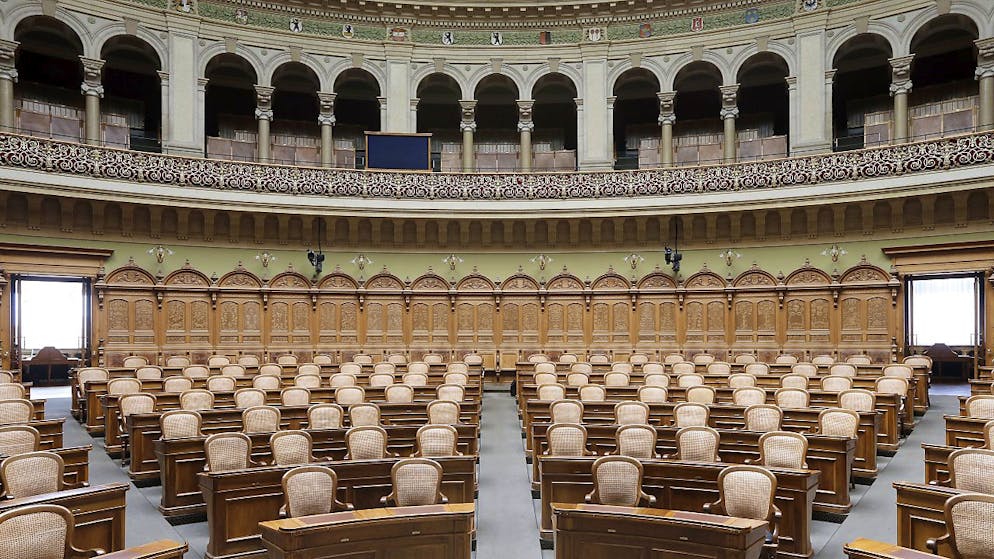 La sala del Consiglio nazionale, vuota