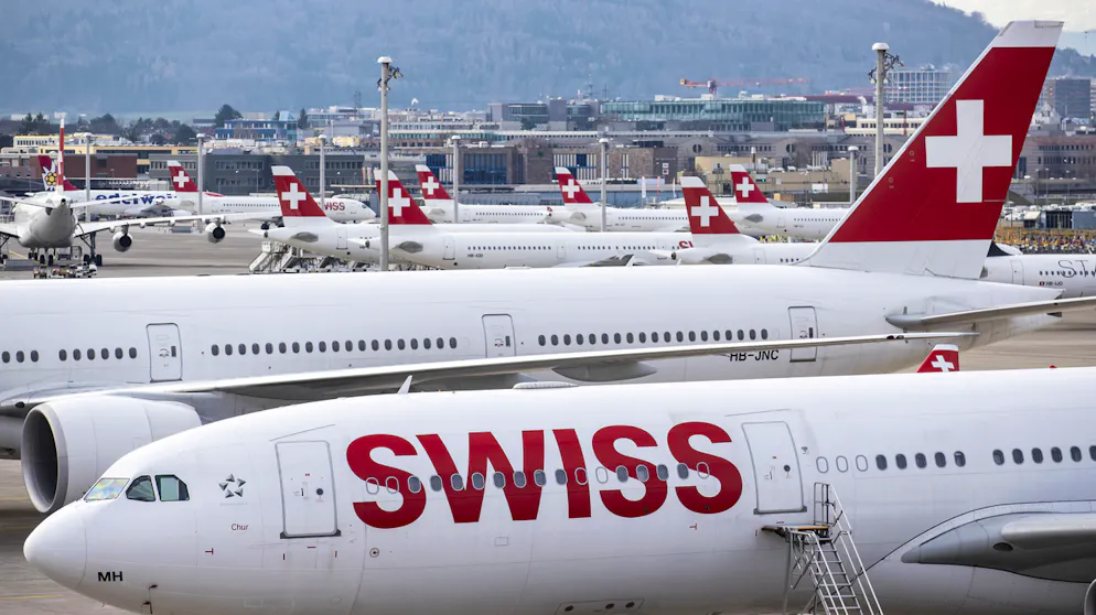 Grounding: Die Swiss-Flotte am Flughafen Zürich-Kloten.