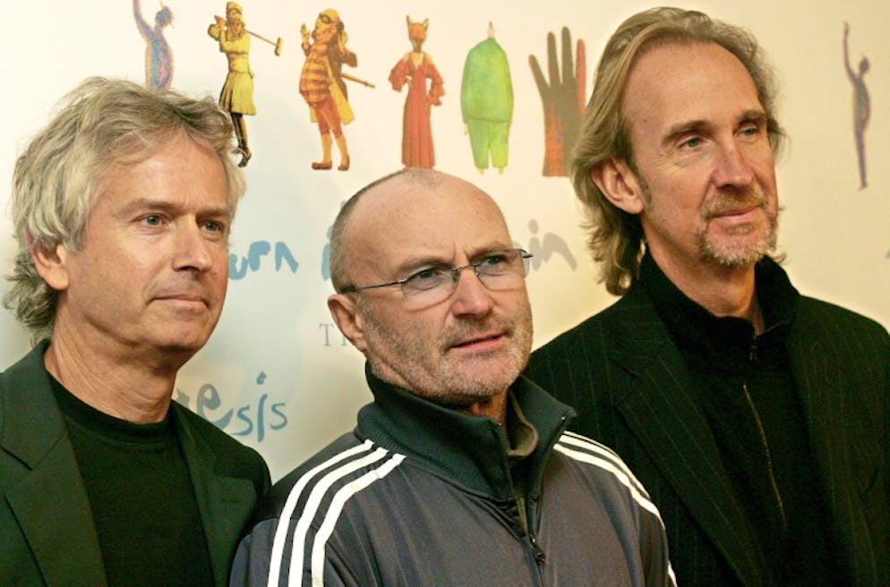 Genesis, le groupe de rock progressif de Phil Collins(C), Tony Banks (G) et Mike Rutherford (D), le 7 novembre 2006 à Londres